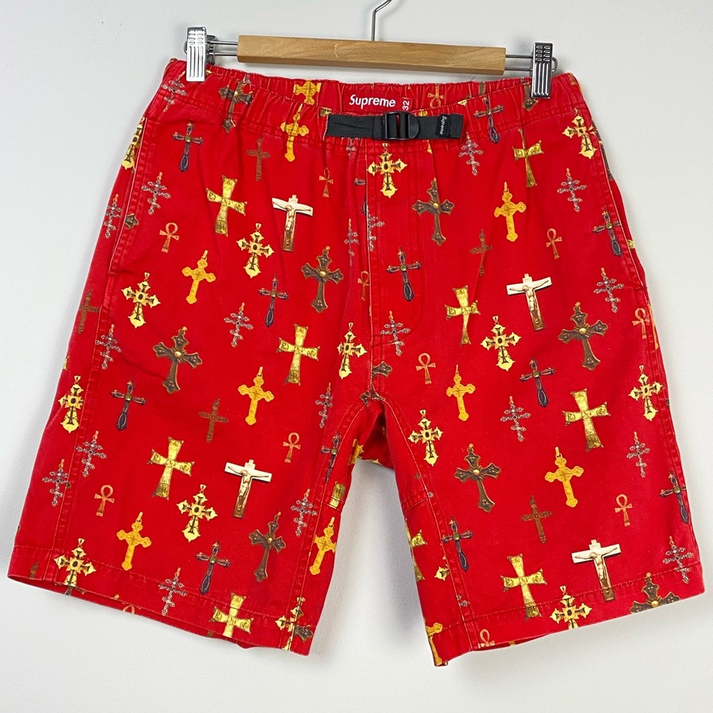 Supreme Cross Belted Shorts Red 32